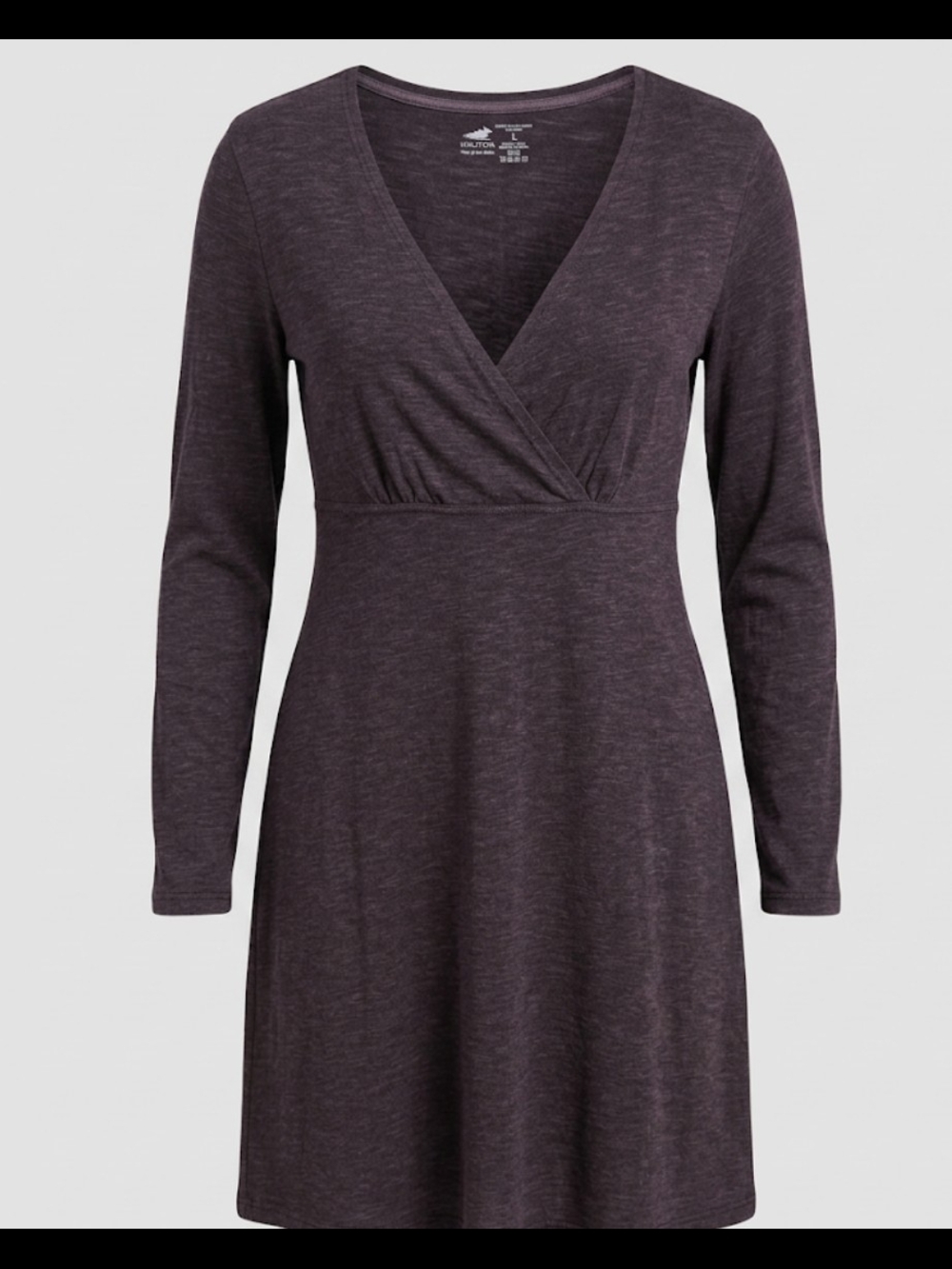 Long Sleeve V-Neck Midi Dress in Deep Plum Size Large
